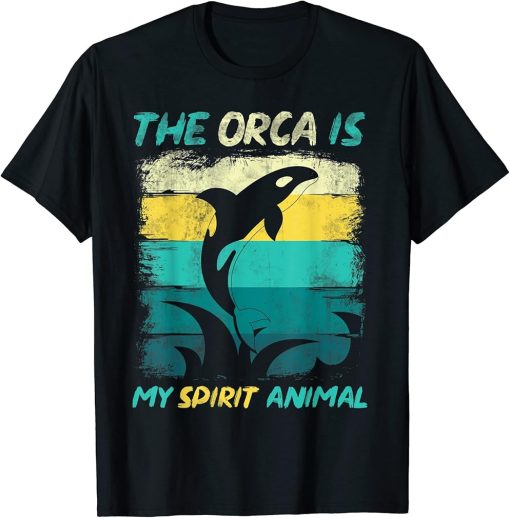 Ocean Animal Gift Spirit Animal Killer Whale Retro Orca T-Shirt