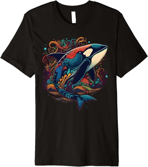 Colourful mystical orca whale watching dolphin pottwhale orca whale Premium T-Shirt